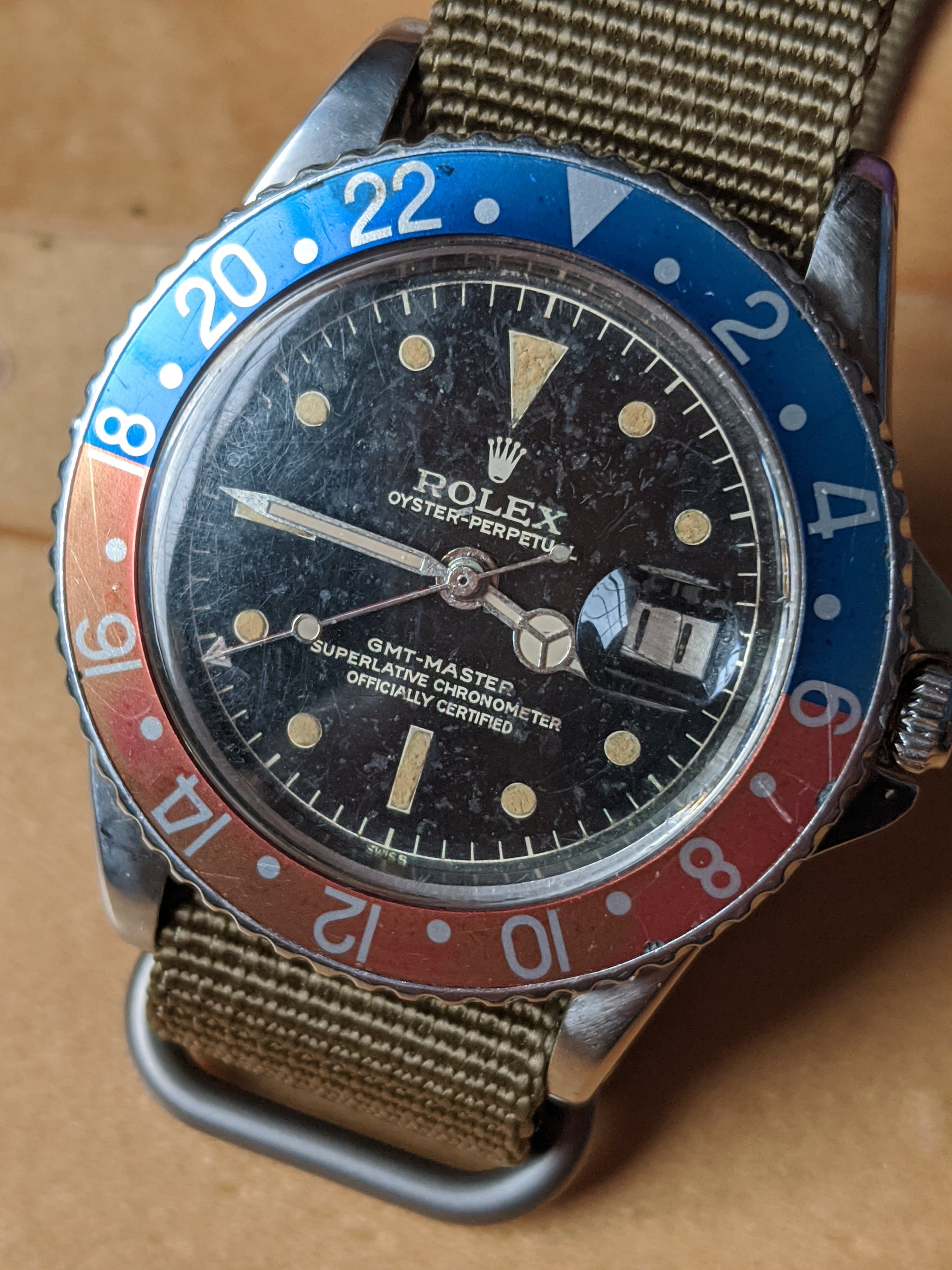Rolex gmt gilt dial hot sale