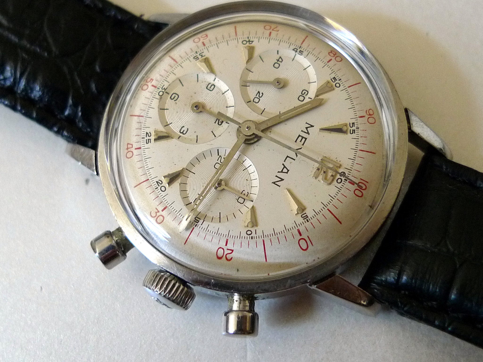 Meylan 3 Register Chronograph Lemania caliber 27 CHRO C12 aka Lemania 2310 or 2520 aka Omega 321
